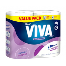 KITCHEN TOWEL VIVA DBL LENGTH WHITE 2PKX4