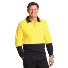 HI-VIS COTTON TWO TONE LONG SLEEVE SAFETY POLO 5XL,7XL