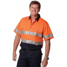 MEN'S HIGH VISIBILITY COOL-BREEZE COTTON TWILL SHORT SLEEVE SAFETY SHIRT WITH REFLECTIVE 3M TAPES 4XL, 5XL,7XL MEN'S HIGH VISIBILITY COOL-BREEZE COTTON TWILL SHORT SLEEVE SAFETY SHIRT WITH REFLECTIVE 3M TAPES 4XL, 5XL,7XL