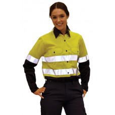 HIGH VISIBILITY COOL-BREEZE COTTON TWILL SAFETY SHIRTS WITH 3M TAPES