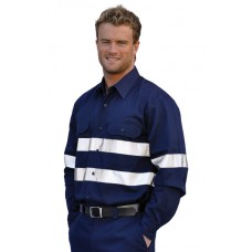 COTTON DRILL LONG SLEEVE WORK SHIRT WITH 3M TAPES 5XL, 7XL